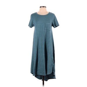 LuLaRoe Carly Swing Dress High/Low Size XS (Oversized) Blue Stripe